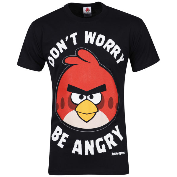 5055689102229 ngry Birds men's Don't Worry Be Angry T-Shirt - Black - XL