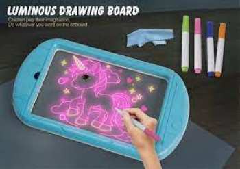 8718668778804 Glow Drawing Board TABLE À DESSIN LUMINEUSE LED AVEC 4 MARQUAGES