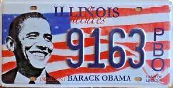5510109134 Plaque De Immatriculation Americaine Illinois Avec Obama