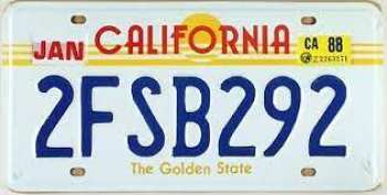 5510109272 Plaque D Immatriculation Americaine Californie