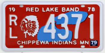 5510109394 Plaque D Immatriculation Red Lake Band Chippewa