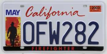 5510109397 Plaque D Immatriculation California Firefighter