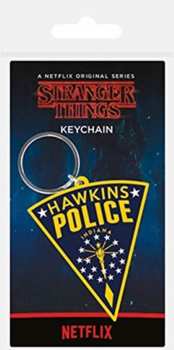 5050293388854 Stranger Things - Hawkins Police - Porte Cle En Caoutchouc
