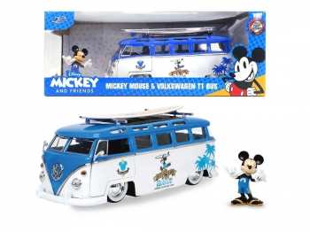 4006333079559 Vehicule Miniature Mickey Mouse Et Volswagen T1 Bus 1/24