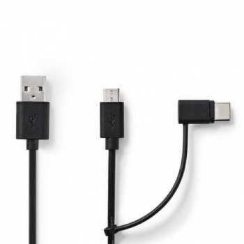 5412810288977 Cable 2 En 1 - USB A Vers Micro USB Et USB C 1m