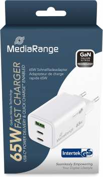 4260664878452 daptateur Prise Charge Rapide USB A Et USB C 65W Mediarange